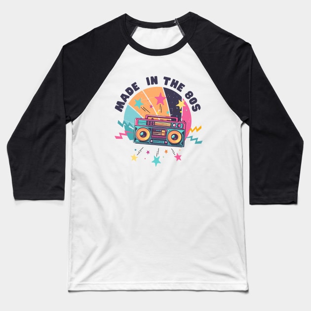 Made in the 80s Vintage Sunset Art Baseball T-Shirt by hippohost
